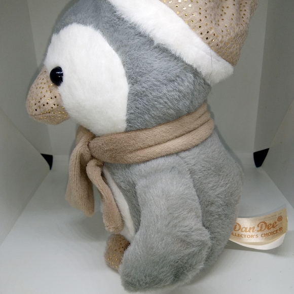 Dan Dee Gray Penguin Plush Glitter Hat Scarf 8" Stuffed Animal Toy Great Cond. - Picture 2 of 4